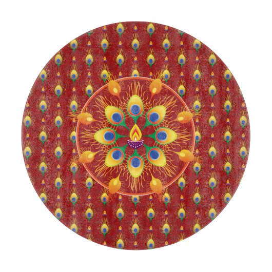 Rangoli-Feder Schneidebrett (Vorderseite)