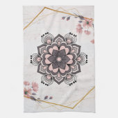Rangoli Floral Art, Pink und Gray Mandala Vibes Geschirrtuch (Vertikal)