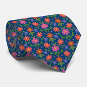 Rangoli Flowers Polka Dots, Blue Unisex Krawatte (Gerollt)