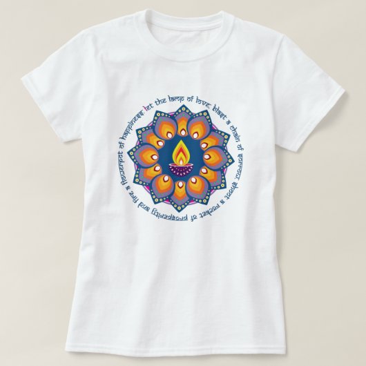 🎆 ❤️ Rangoli mit Diya und traditionellem Diwali W T-Shirt (Design vorne)