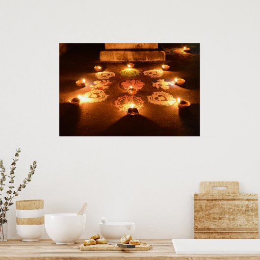 Rangoli mit Kerzen in Diwali Poster (Küche)