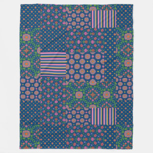 Rangoli Patterns Imitate Patchwork Fleece Blanket