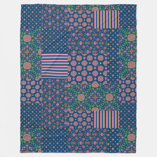 Rangoli Patterns Imitate Patchwork Fleece Blanket (Vorderseite)