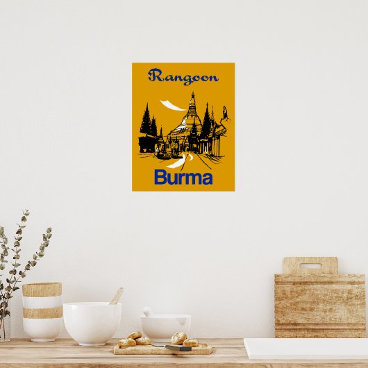 Rangoon, Burma Reiseplakat Poster (Küche)