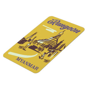 Rangoon Myanmar Vintage-Reiseplakat Magnet