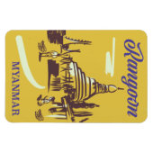 Rangoon Myanmar Vintage Reiseplakat Magnet (Horizontal)