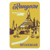 Rangoon Myanmar Vintage Reiseplakat Magnet (Vertikal)