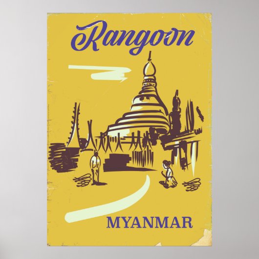 Rangoon Myanmar Vintage Reiseplakat Poster (Vorne)