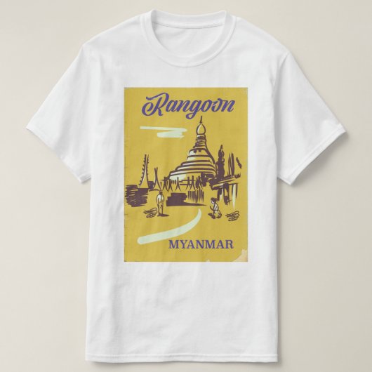 Rangoon Myanmar Vintage Reiseplakat T-Shirt (Design vorne)