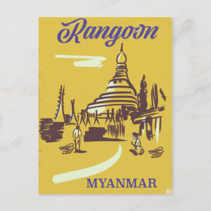 Rangun Myanmar Vintage-Reiseposter Postkarte