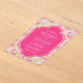 Rani Pink Floral Pattern Indian Wedding Acryleinladungen (Ablage )