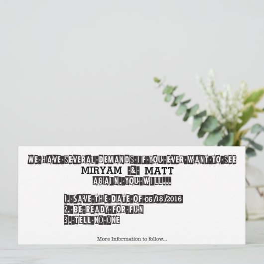 Ransom Note - Save the Date (Stehend Vorderseite)