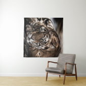 Ranthambourtiger: nah-up fine art. wandteppich (Beispiel (Horizontal))