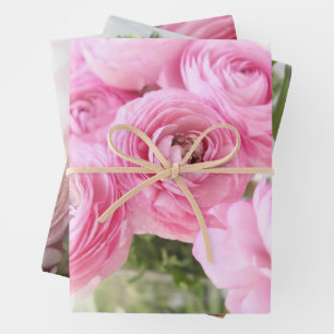 Ranuculus-Blume in rosa Farbtönen Geschenkpapier Set