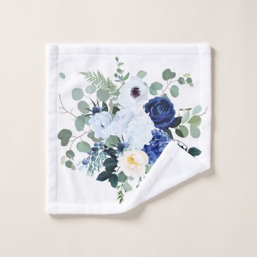 Ranunculus Anemone Hydrangea Rose Weißer Hintergru Badhandtuch Set (Waschlappen)