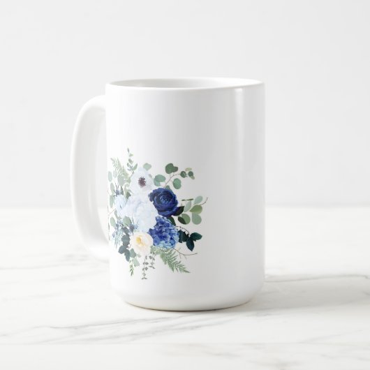 Ranunculus Anemone Hydrangea Rose Weißer Hintergru Kaffeetasse (Vorderseite Links)