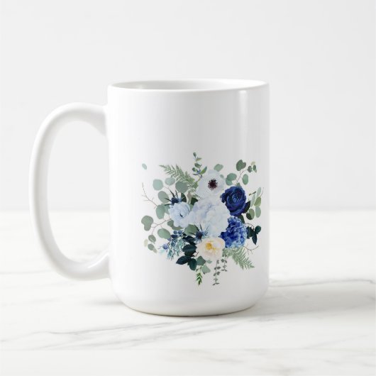 Ranunculus Anemone Hydrangea Rose Weißer Hintergru Kaffeetasse (Links)