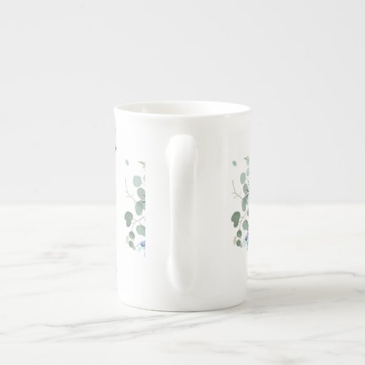 Ranunculus Anemone Hydrangea Rose Weißer Hintergru Porzellantasse (Rückseite)