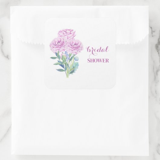 Ranunculus & Anemones Anpassbares Brautparty Quadratischer Aufkleber (Tasche)