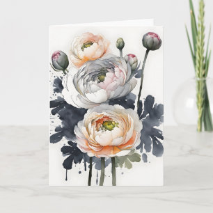 Ranunculus - Aquarellblumen Karte