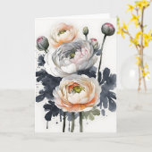 Ranunculus - Aquarellblumen Karte (Gelbe Blume)