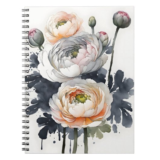Ranunculus - Aquarellblumen Notizblock (Vorderseite)