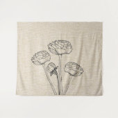Ranunculus-Blume auf Linen Wandteppich (Vorderseite (Horizontal))