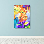 Ranunculus Blume Originale Aquarellkunst Leinwanddruck (Insitu (Holzboden))