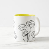 Ranunculus Blume Zeichnend Tasse (VorderseiteRechts)