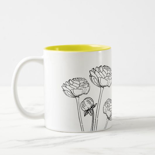 Ranunculus Blume Zeichnend Tasse (Links)
