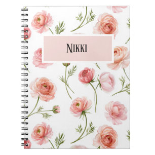 Ranunculus-Blumenmuster-Design Notizblock