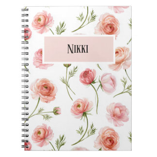 Ranunculus-Blumenmuster-Design Notizblock
