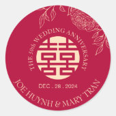 Ranunculus doppeltes Glück Hochzeit Jahrestag Runder Aufkleber (Vorderseite)