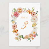 Ranunculus Floral Wedding Table Numbers Cards Einladung (Vorderseite)
