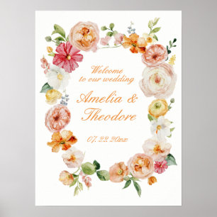 Ranunculus-Garten-Hochzeits-Willkommensschild Poster