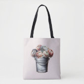 Ranunculus im Blecheimer Rustikaler Glamour Rosa Tasche (Vorderseite)