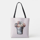 Ranunculus im Blecheimer Rustikaler Glamour Rosa Tasche (Rückseite)