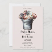 Ranunculus in Tin Pail Rustic Glam Pink Bridal Einladung (Vorderseite)
