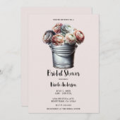 Ranunculus in Tin Pail Rustic Glam Pink Bridal Einladung (Vorne/Hinten)