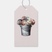 Ranunculus in Tin Pail Rustic Glam Pink Bridal Geschenkanhänger (Rückseite)