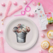 Ranunculus in Tin Pail Rustic Glam Pink Bridal Pappteller (Party)