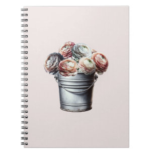 Ranunculus in Tin Pail Rustic Glam Pink Notizblock