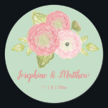 Ranunculus Minz Floral Wedding Stickers<br><div class="desc">Diese Hochzeitsaufkleber sind mit ranunculus Blume versehen. Sie können diese Aufkleber mit Ihren Namen und Ihrem Hochzeitstermin personalisieren. Klicken Sie auf die Schaltfläche "Anpassen", um weitere Optionen zu erhalten, wenn Sie die Textgröße ändern oder einen zusätzlichen Text hinzufügen möchten. Diese Aufkleber eignen sich ideal für die Verwendung als Umschlag Aufkleber-Aufkleber...</div>
