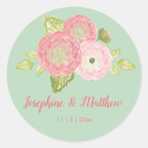 Ranunculus Minz Floral Wedding Stickers