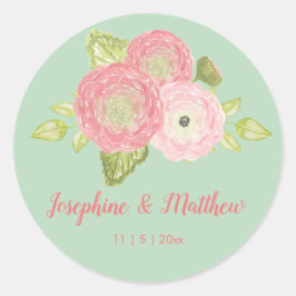 Ranunculus Minz Floral Wedding Stickers