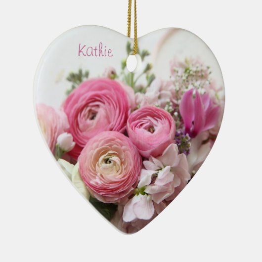 Ranunculus, other spring flowers heart ornas keramik ornament (Rechts)