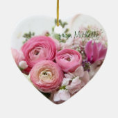 Ranunculus, other spring flowers heart ornas keramik ornament (Hinten)