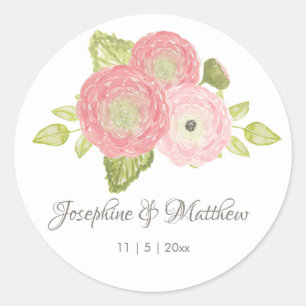 Ranunculus Peach Floral Wedding Stickers