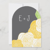 Ranunculus Rose Grün Gelb Graue Die Hochzeit Einladung (Rückseite)