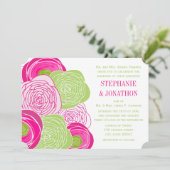 Ranunculus Rose Limon Fuchsia Moderne Hochzeit Ein Einladung (Stehend Vorderseite)